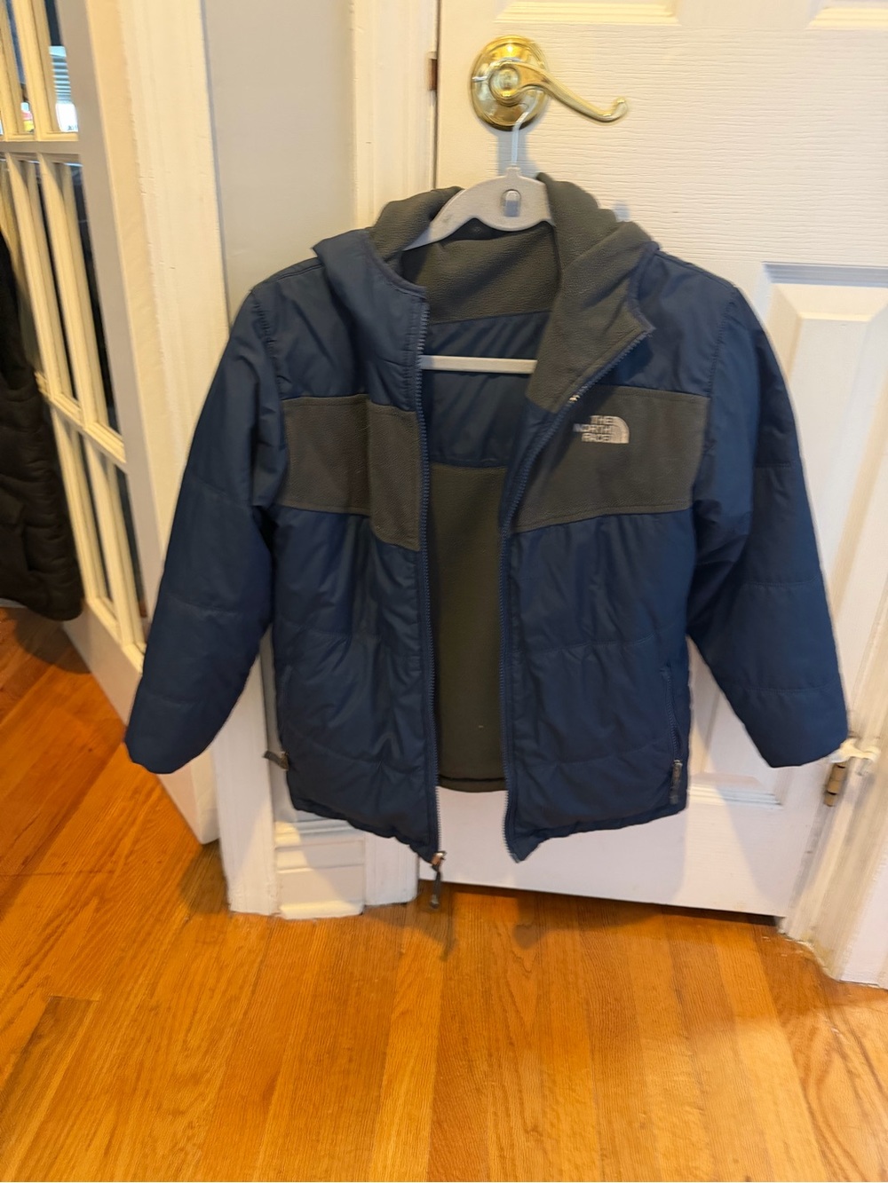 The North Face Navy & Gray Hooded Puffer Jacket